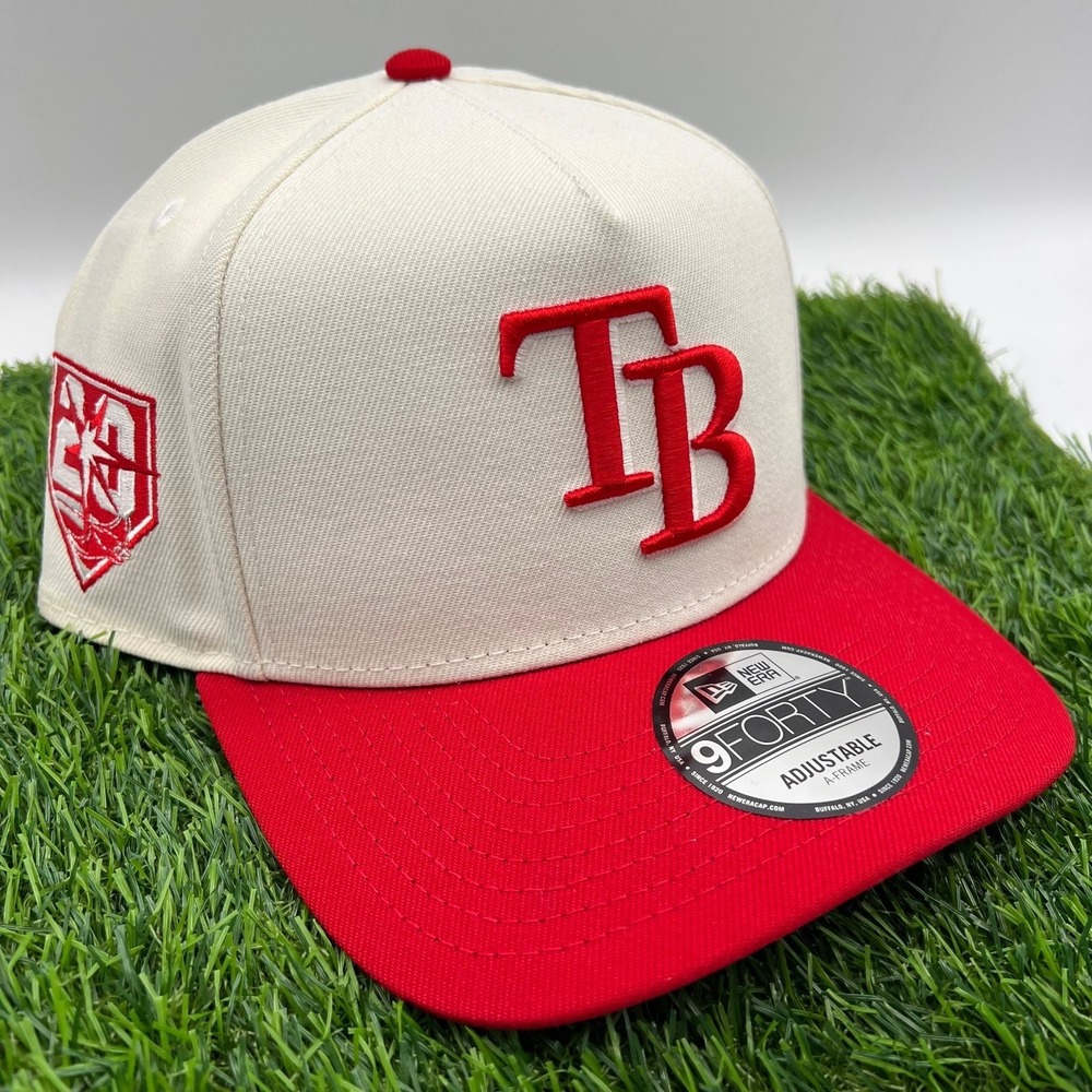 New Era Tampa Bay Rays MLB Two Tone Cream Red 9Forty A Frame Snapback Hat New